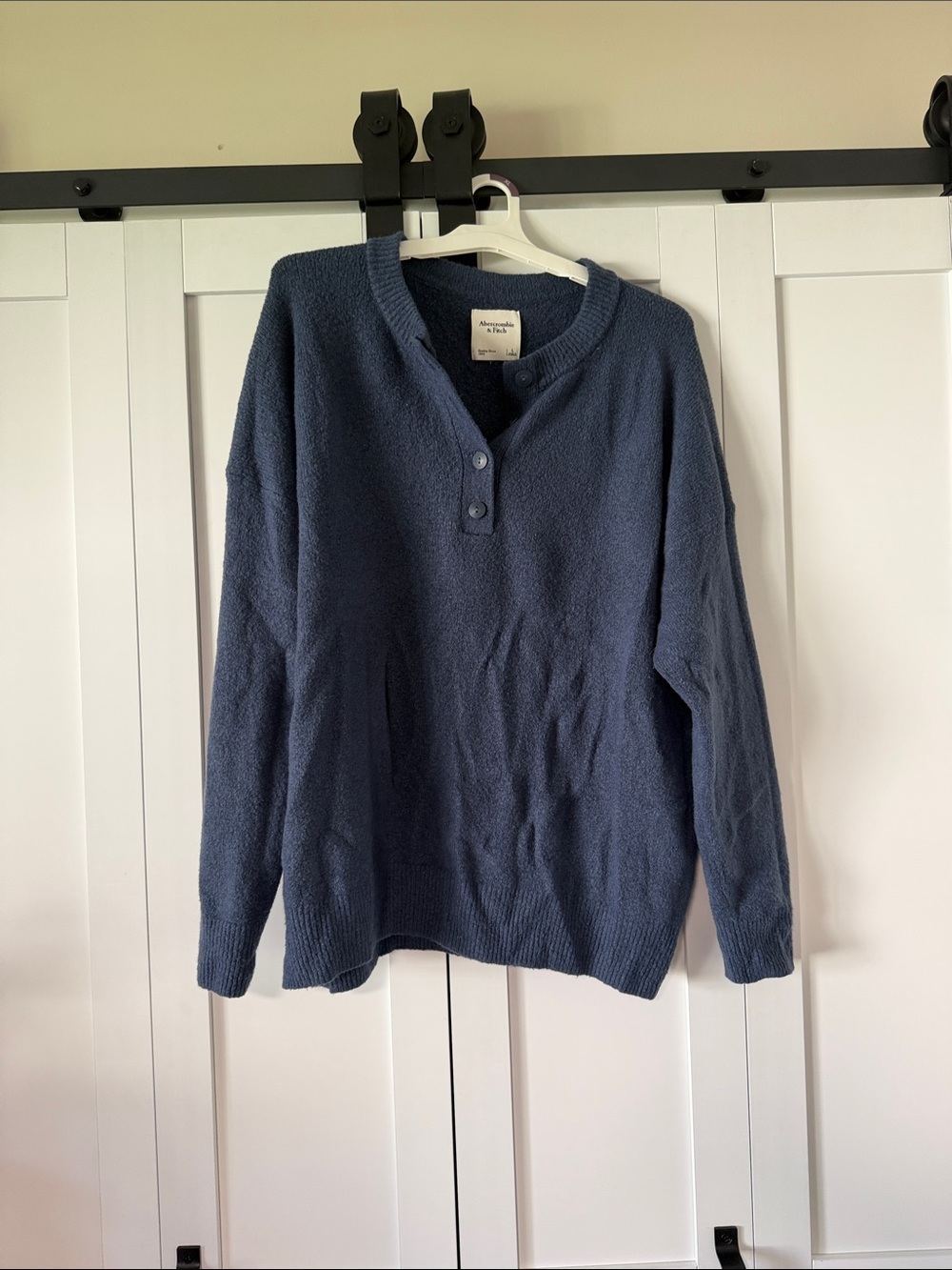 Abercrombie & Fitch Navy Henley Cowl Sweater